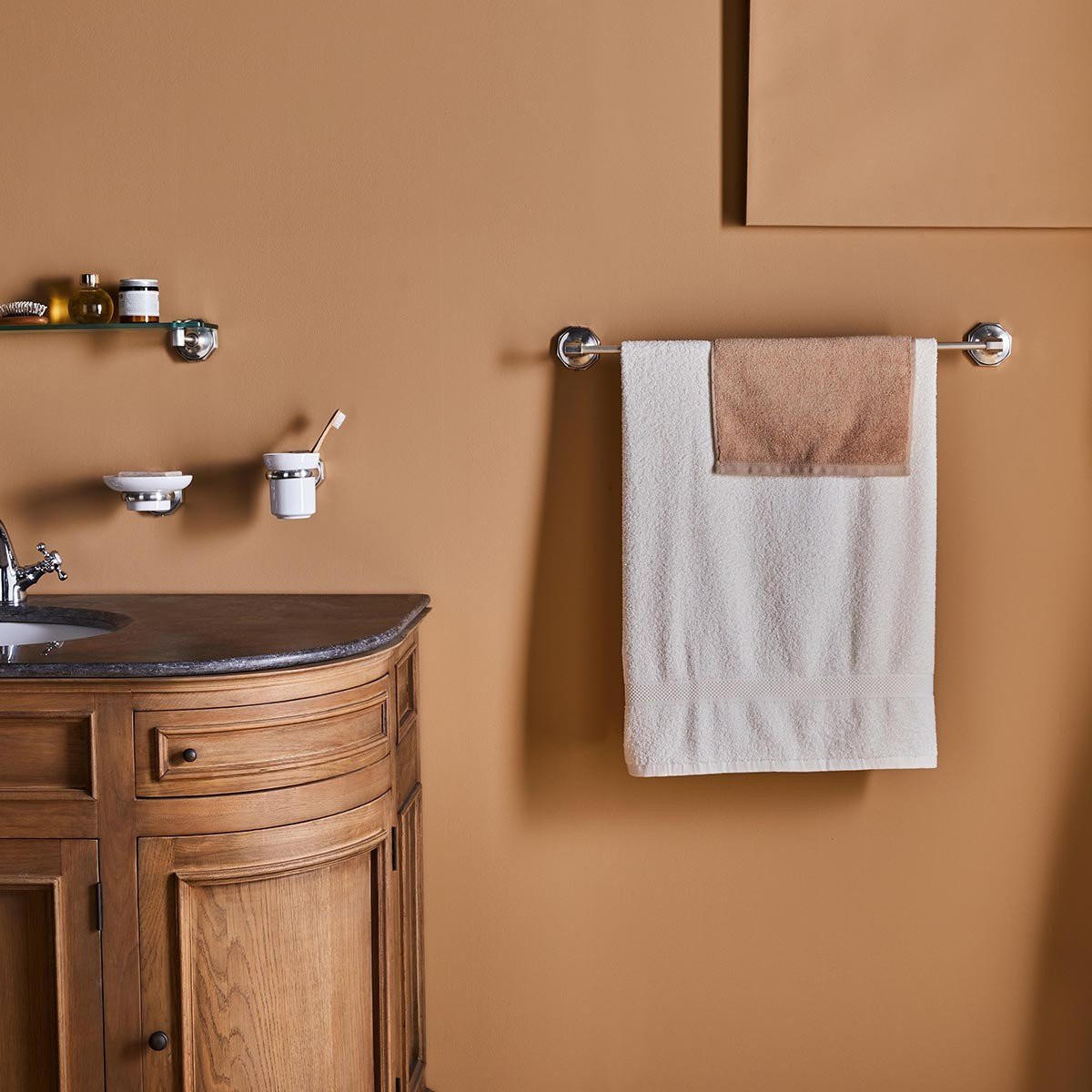 HANDTUCHHALTER aus Messing Octo - 65/9/7 cm - Silberfarben, Metall (9/7/65cm) - Signature