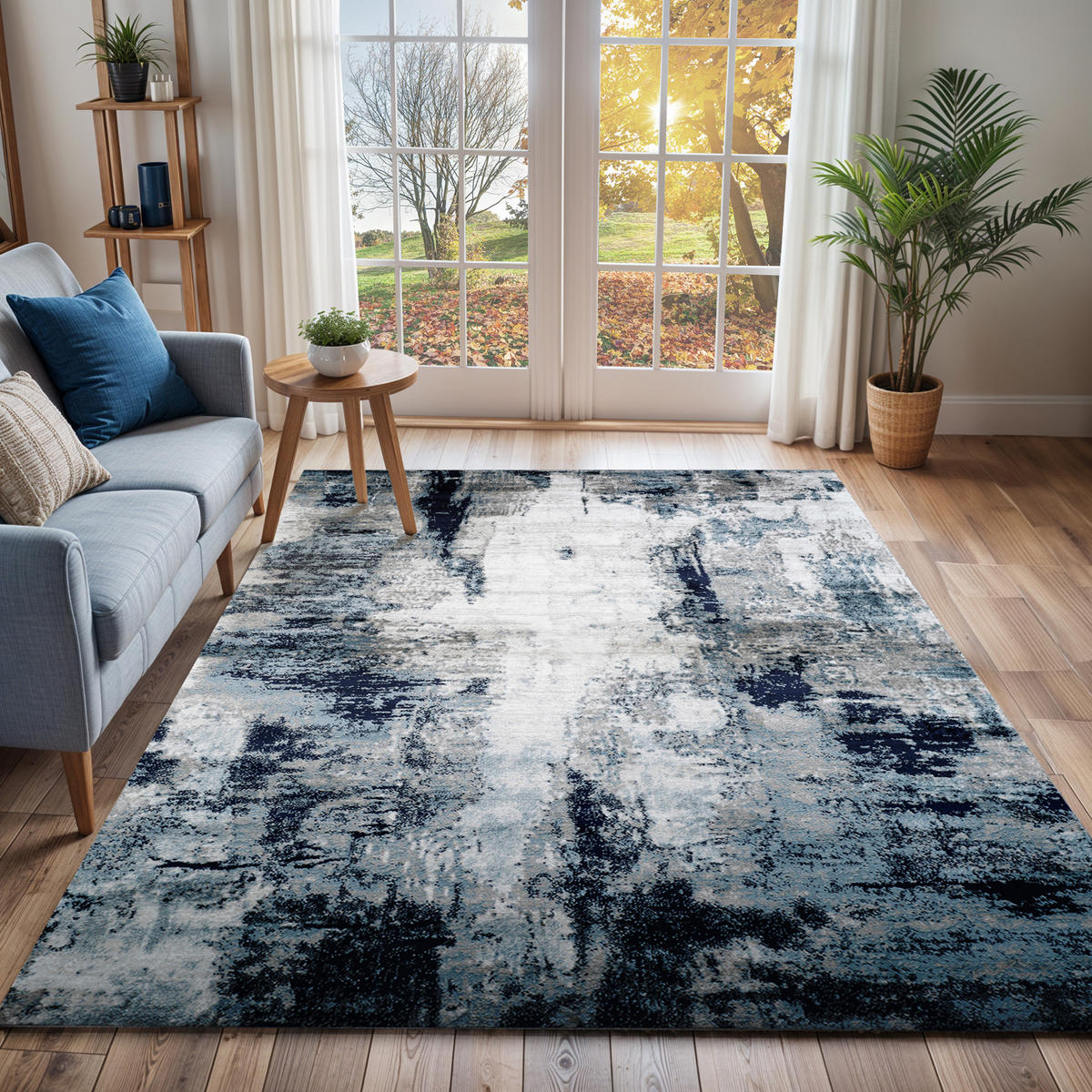 KURZFLORTEPPICH 120x170 cm Blau - Blau/Weiß, Naturmaterialien/Textil (140/200cm) - LIVABLISS