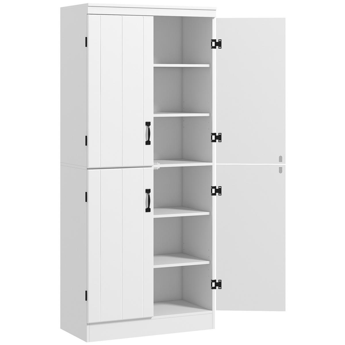 HIGHBOARD DE-11054 4 Türen & 6 verstellbare Böden Weiß - Weiß, Holzwerkstoff (40/176.7/76cm) - ComfortXL