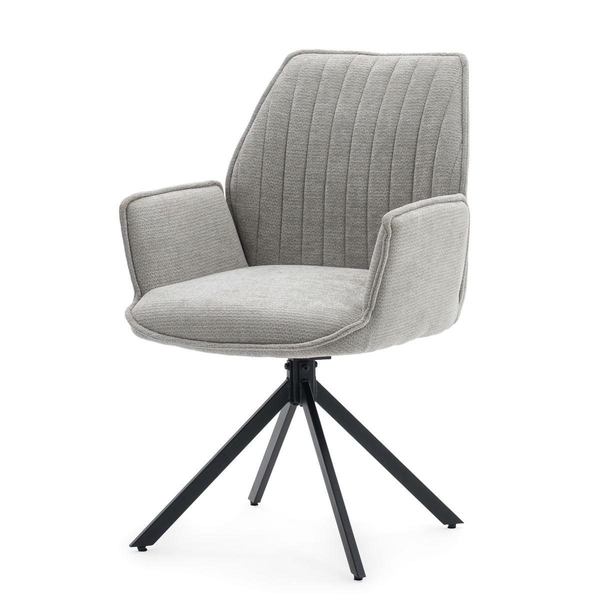 STUHL MERANO drehbar gepolsterter mit Steppung - hellgrau - Chenille - Hellgrau/Schwarz, Textil/Metall (58/90/61cm) - NEW HOME