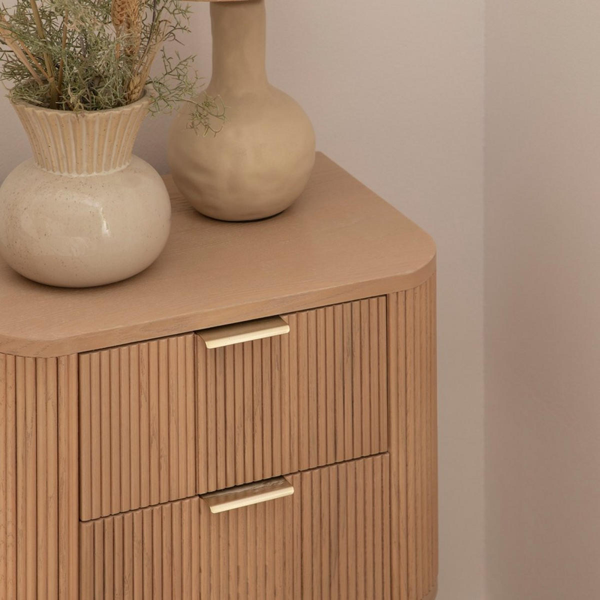 NACHTTISCH 2 SCHUBLADEN Mina Natürlich 40 cm x 62 cm - Naturfarben, Holzwerkstoff (40/62/30cm)