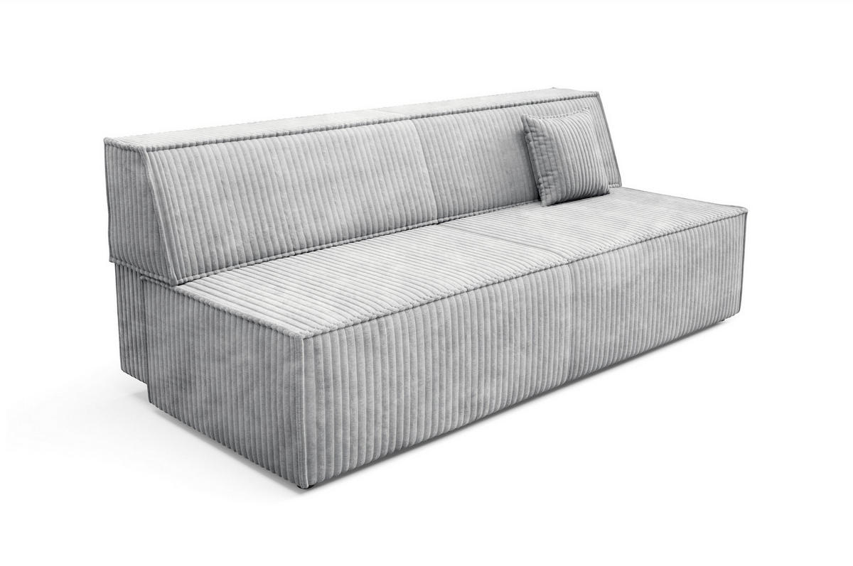 BETTSOFA TESSO Grau Kordstoff mit Schlaffunktion - Grau, Holz (202/74/94cm) - MASSENO
