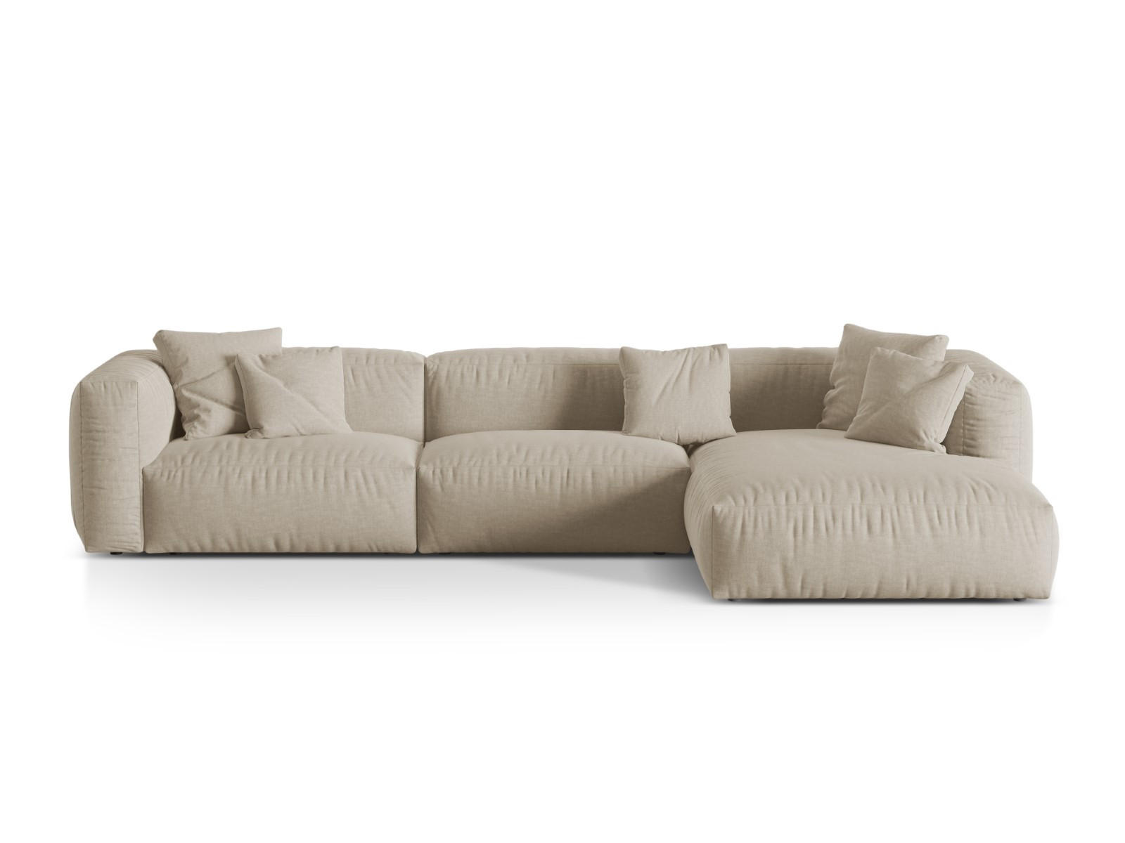 ECKSOFA modular rechts Martina aus strukturiertem Stoff leichtes beige 3 Sitzplätze - Creme, Textil (176/332cm) - Micadoni