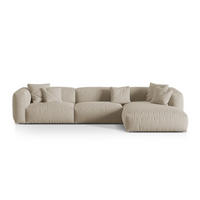 ECKSOFA modular rechts Martina aus strukturiertem Stoff leichtes beige 3 Sitzplätze - Creme, Textil (176/332cm) - Micadoni