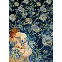 FOTOTAPETE Jugendstil 200 x 280 cm - Blau, Papier (200/280cm) - Sanders & Sanders