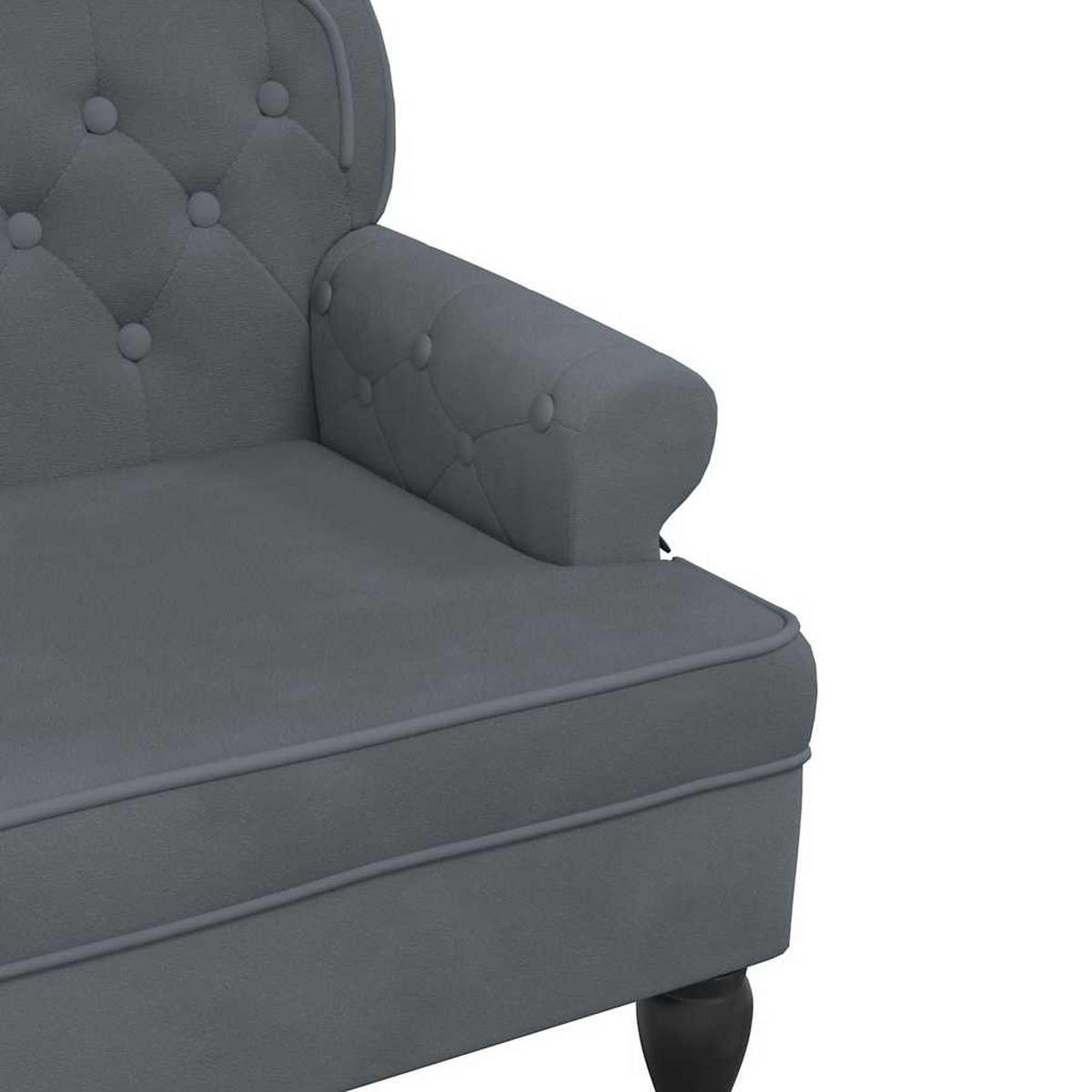 SITZBANK Mit Rückenlehne Dunkelgrau 119,5/64,5/75 Cm Samt - Grau, Naturmaterialen (64.5/75/119.5cm) - vidaXL