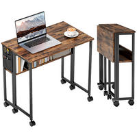 SCHREIBTISCH Braun klappbar mit Rollen und Ablage 80/50/75 cm - Rotbraun, Holzwerkstoff (50/80/75cm) - PANGIVO