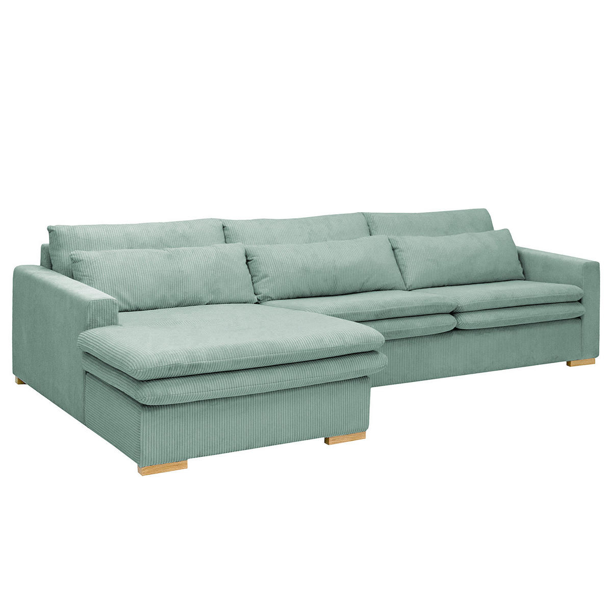 ECKSOFA mit Longchair - Blau, Textil (299/164cm) - home24
