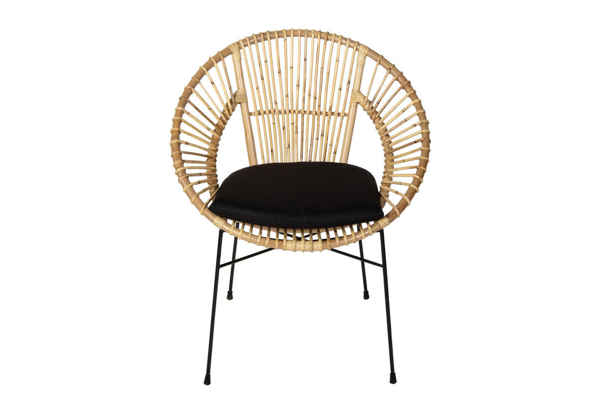 ESSZIMMERSTUHL naturfarben GENUA 42 cm - Beige/Schwarz, Naturmaterialien/Metall (42/88/45cm) - SAM