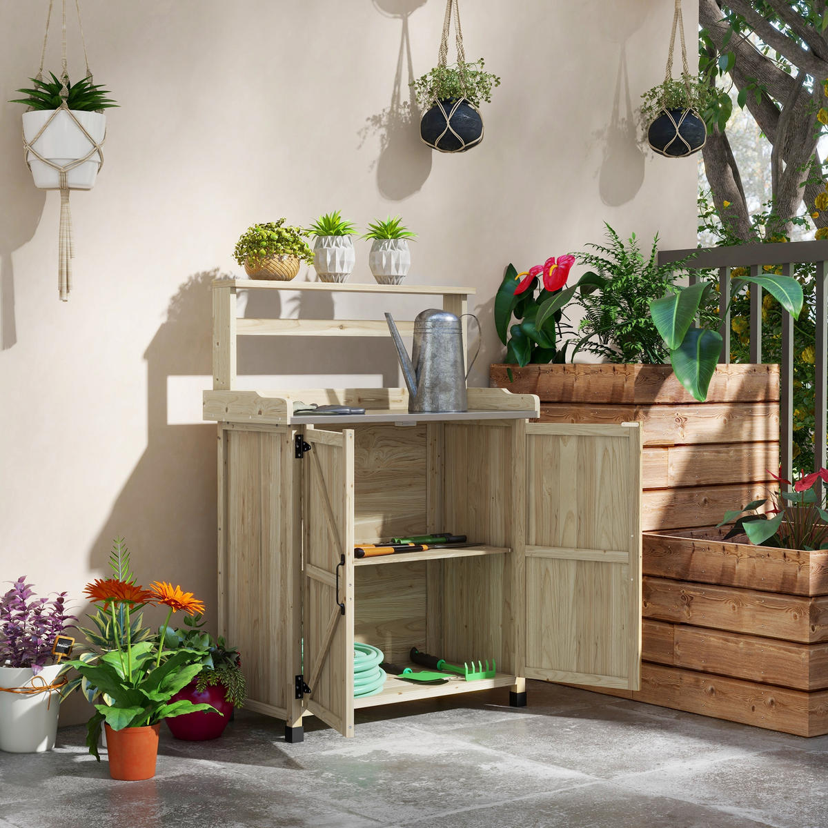 PFLANZTISCH DE-18939 Naturholz - Naturfarben, Holzwerkstoff (90.5/41/124.5cm) - ComfortXL