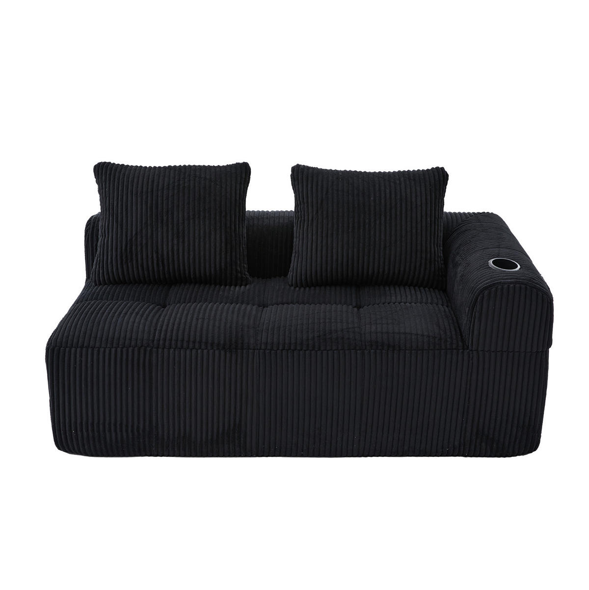 2-SITZER 158/93/61 cm Schwarz aus Cord mit Seitenfächern und Becherhaltern - Schwarz, Textil (93/61/158cm) - OKMYHOME