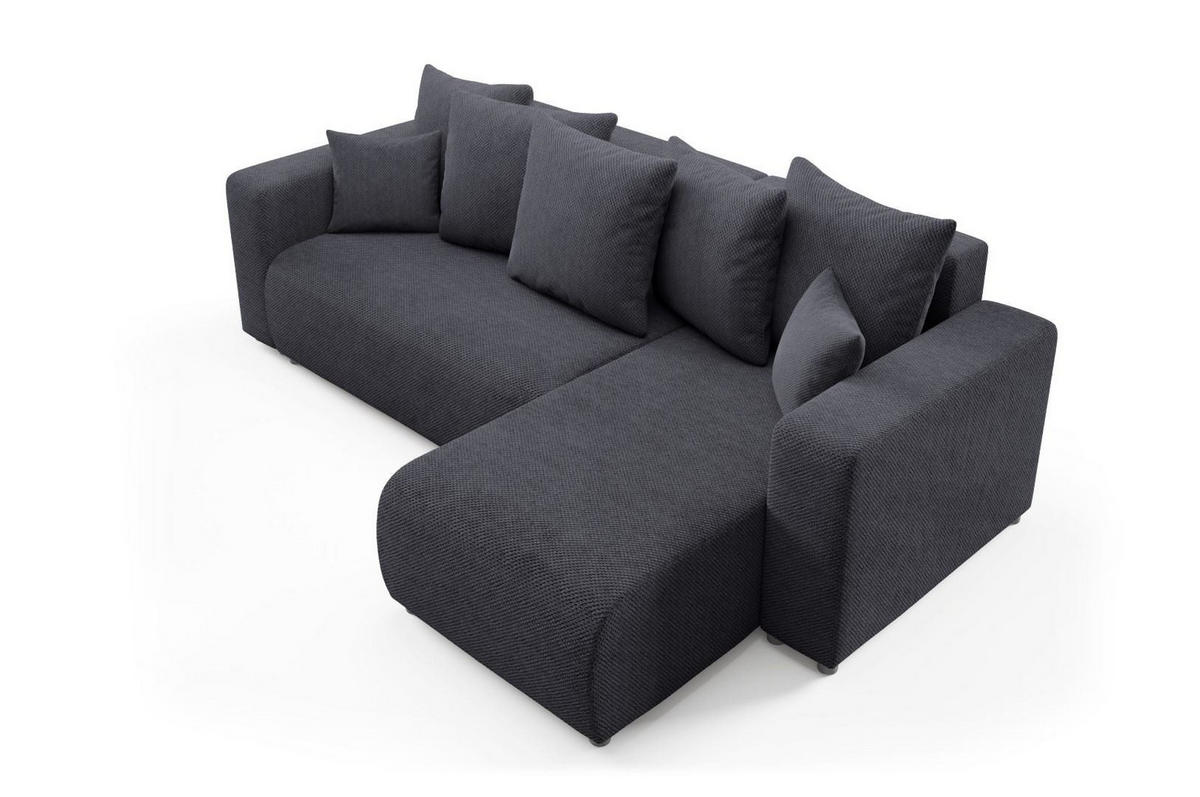 ECKSOFA mit Schlaffunktion Schwarz - Schwarz, Textil (247/145cm) - Furnisell