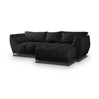 ECKSOFA VESTANO R-S Schwarz Velours-Stoff mit Schlaffunktion - Schwarz, Holz (287/182cm) - MASSENO