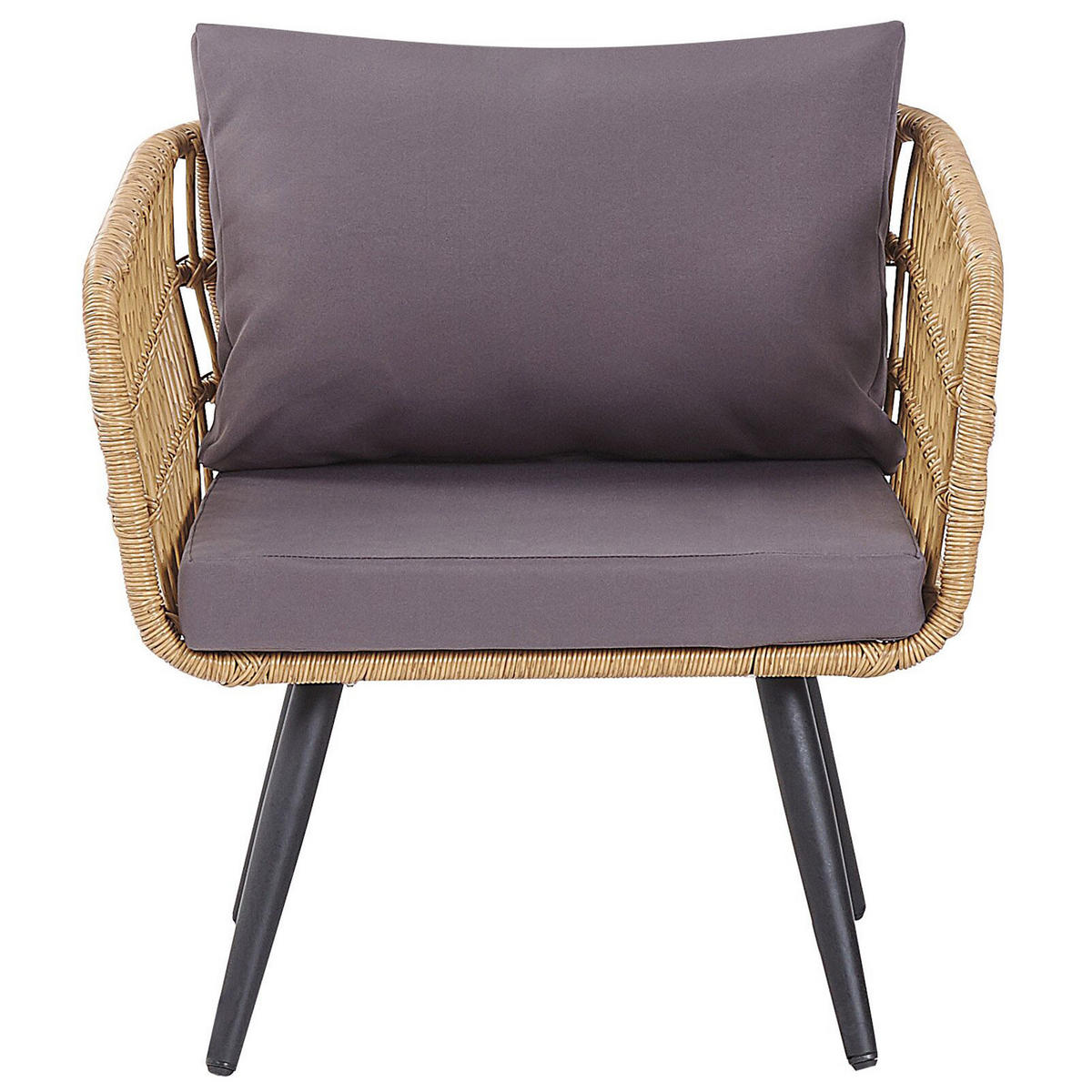 4-SITZER LOUNGE SET Rattan Beige Fobello - Beige, Kunststoff - Beliani