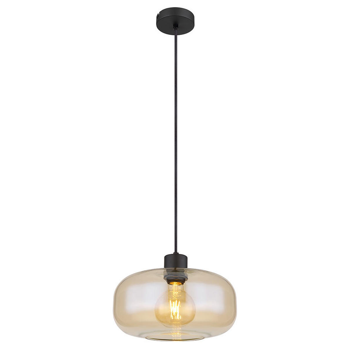 LED HÄNGELEUCHTE Metall Schwarz Amber - Schwarz, Glas (28/28/120cm) - Globo Lighting