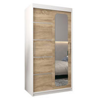 SCHWEBETÜRENSCHRANK 200/100/62 2-türig - Silberfarben/Weiß, Holz/Kunststoff (100/200/62cm) - Abiks Möbel
