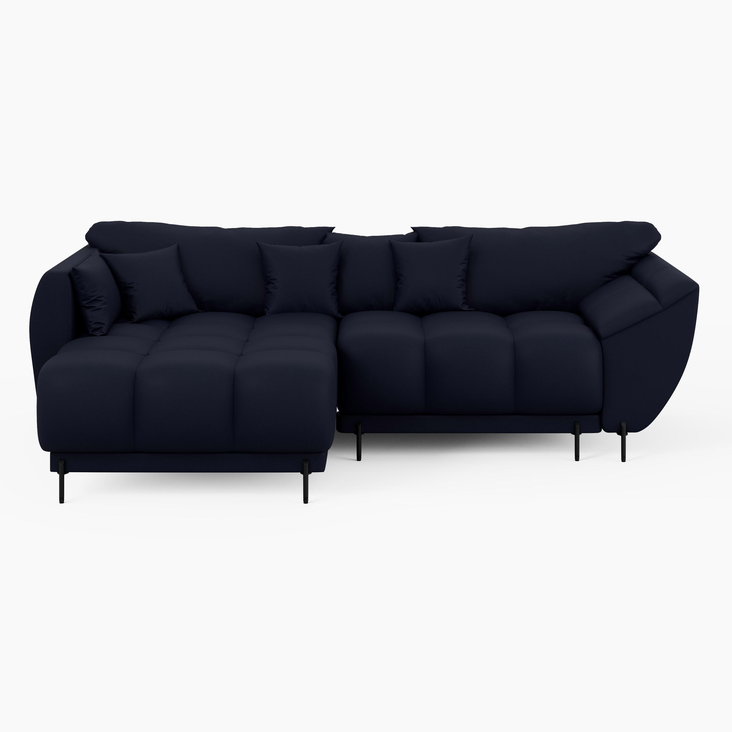 ECKSOFA LEGRO Links Blau Velours Pet Friendly L-Form Couch mit Schlaffunktion & Bettkasten - Blau/Schwarz, Holz (180/285cm) - Barchello