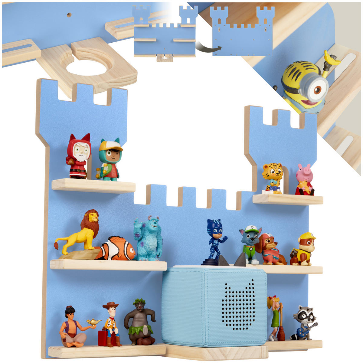 WANDREGAL Mylittlestory Fortress,56 x 15,5 x 43 cm,blau - Blau, Holz (56/43/15.5cm) - tectake