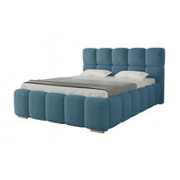 POLSTERBETT LUNA mit Kopfteil, 140 x 200 cm, Doppelbett mit Bettkasten und Lattenrost aus Metall, Boucle Stoff: Blau - Blau, Holz/Textil (140/200cm) - Agmat-Furniture