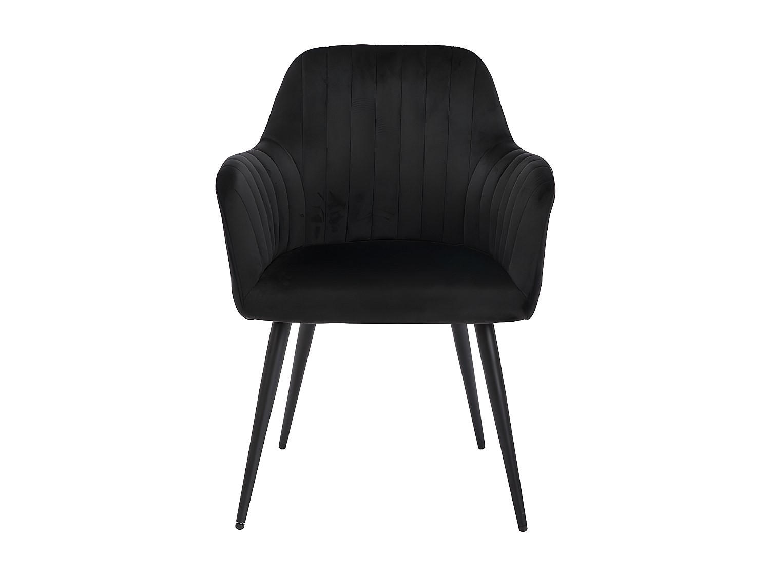 STUHL - 58 cm x 59 cm - Samt, Stoff - Schwarz - ELEANA - Schwarz, Textil (58/82/59cm) - Vente-Unique