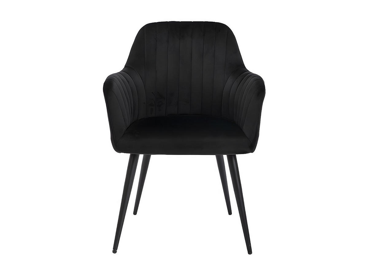 STUHL mit Armlehnen 2er-Set - Samt & Metall schwarz - Schwarz - ELEANA - Schwarz, Textil (58/82/59cm) - Vente-Unique