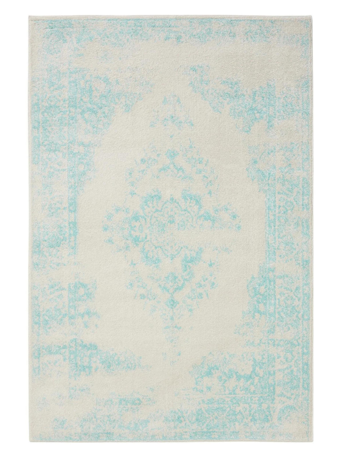 VINTAGE-TEPPICH Sia 140/200 cm - Türkis/Creme, Kunststoff (140/200cm) - benuta