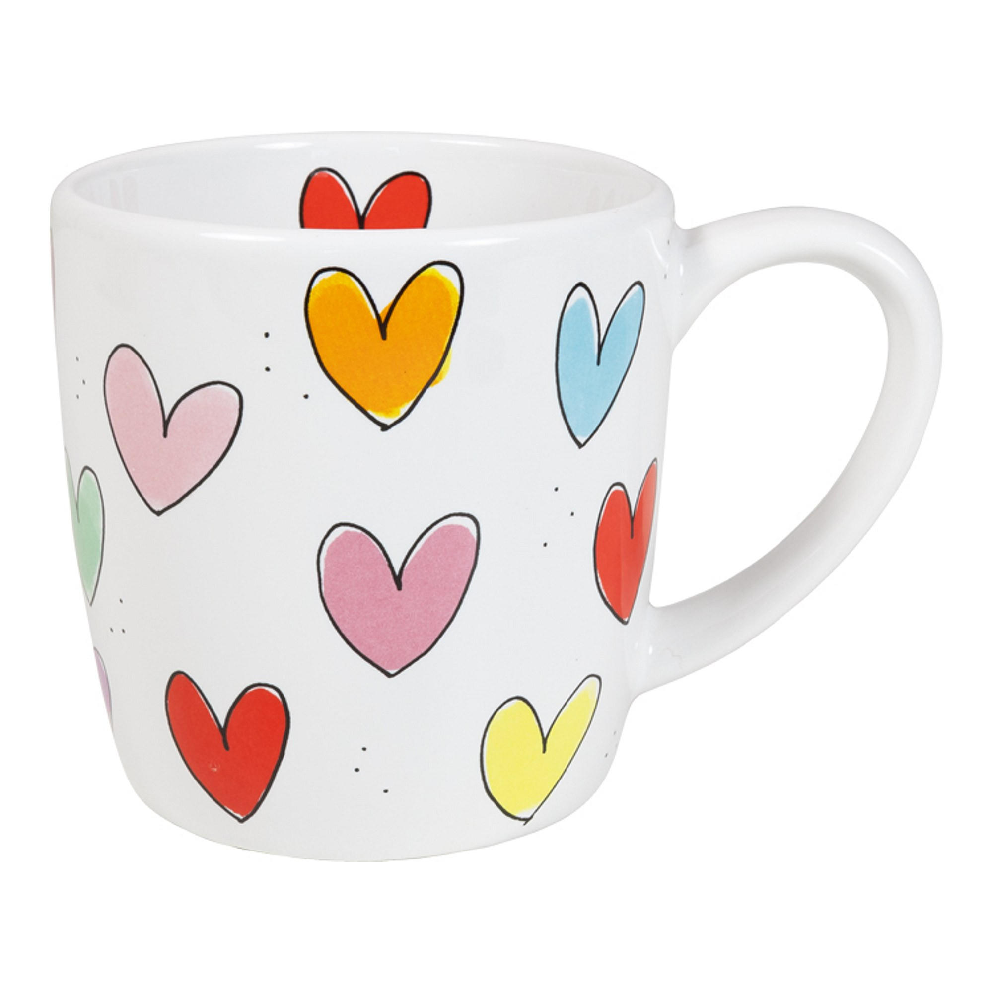 CAPPUCCINO-BECHER Herzen in Bunt - 500 ml - Multicolor, Keramik (0.5L) - Blond Amsterdam