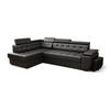 ECKSOFA KONGO RBN15, Eckcouch in L-Form mit Schlaffunktion, Farbe: Schwarz, Kunstleder, Ottomane Links - Schwarz, Textil (277/180cm) - O-Sofa