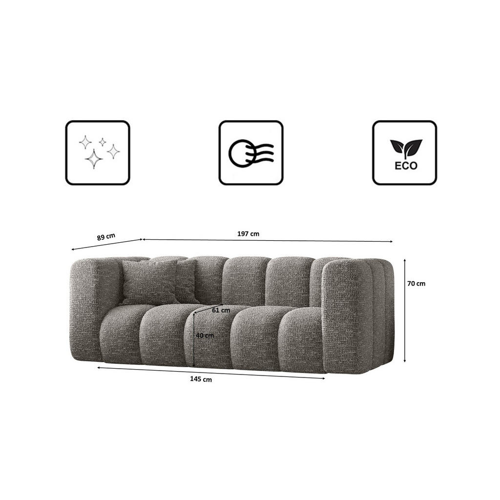 Thumbnail - Kaiser Möbel Couch, Grau, Holz, 3, 197x70x91 cm, Wohnzimmer, Sofas & Couches, Sofas, 2-Sitzer Sofas
