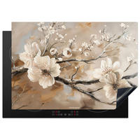 HERDABDECKPLATTE Blumen - Abstrakt - Gemalt - Beige 75x52 cm - Kaschmir, Kunststoff (75/0.2/52cm) - MuchoWow