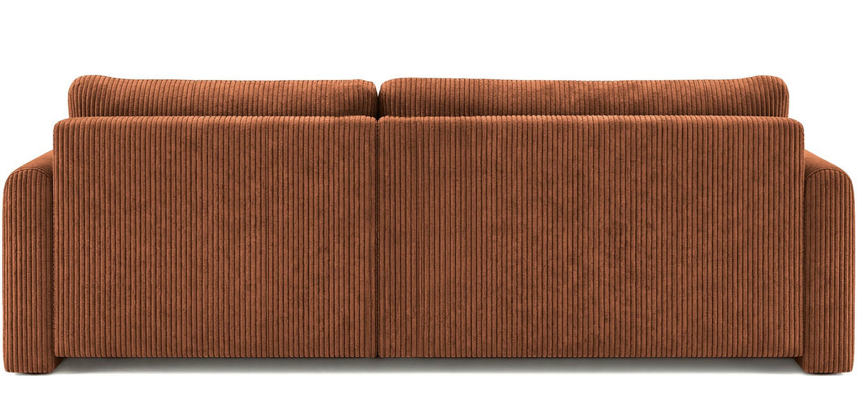 ECKSOFA Cora mit Schlaffunktion & Stauraum, Universell Rechts/Links, Orange Kupfer Cord Chenille 260/82/160 cm - Schwarz/Orange, Kunststoff/Textil (250/160cm) - WFL GROUP