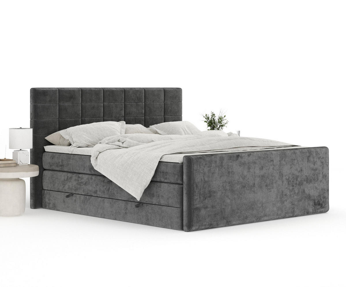 BOXSPRINGBETT Ava Anthrazit 200/200 cm - Anthrazit/Schwarz, Holz/Holzwerkstoff (200/200cm) - Maison de Reve