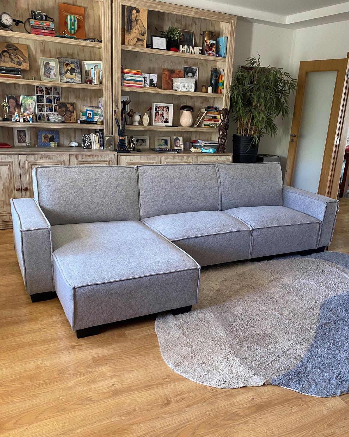 ECKSOFA Polsterbezug Hellgrau linksseitig Romedal - Hellgrau, Textil (290/173cm) - Beliani