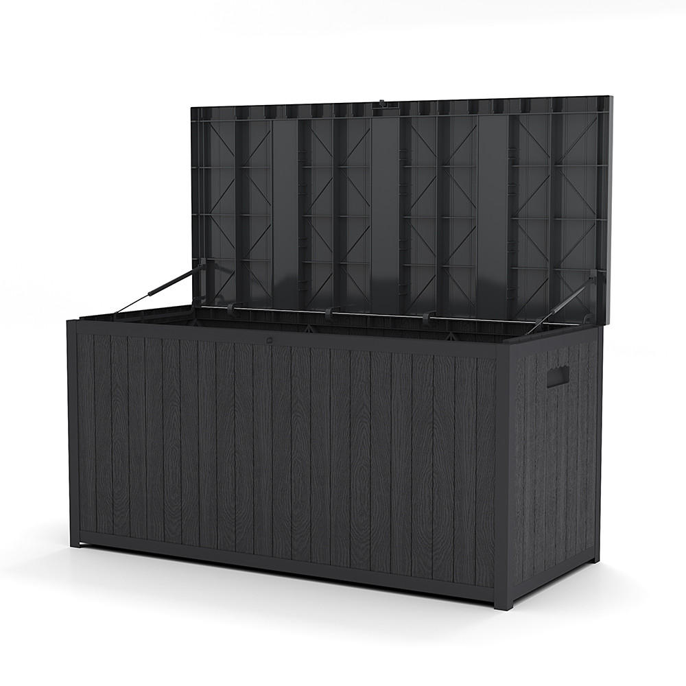 Livingandhome GARTENBOX Kissenbox Auflagenbox 430L aus PP-Kunststoff in Schwarz Abschließbar Wasserdicht Robust Tragegriffe 125 × 56 × 61,5 cm jetzt nur online ➤