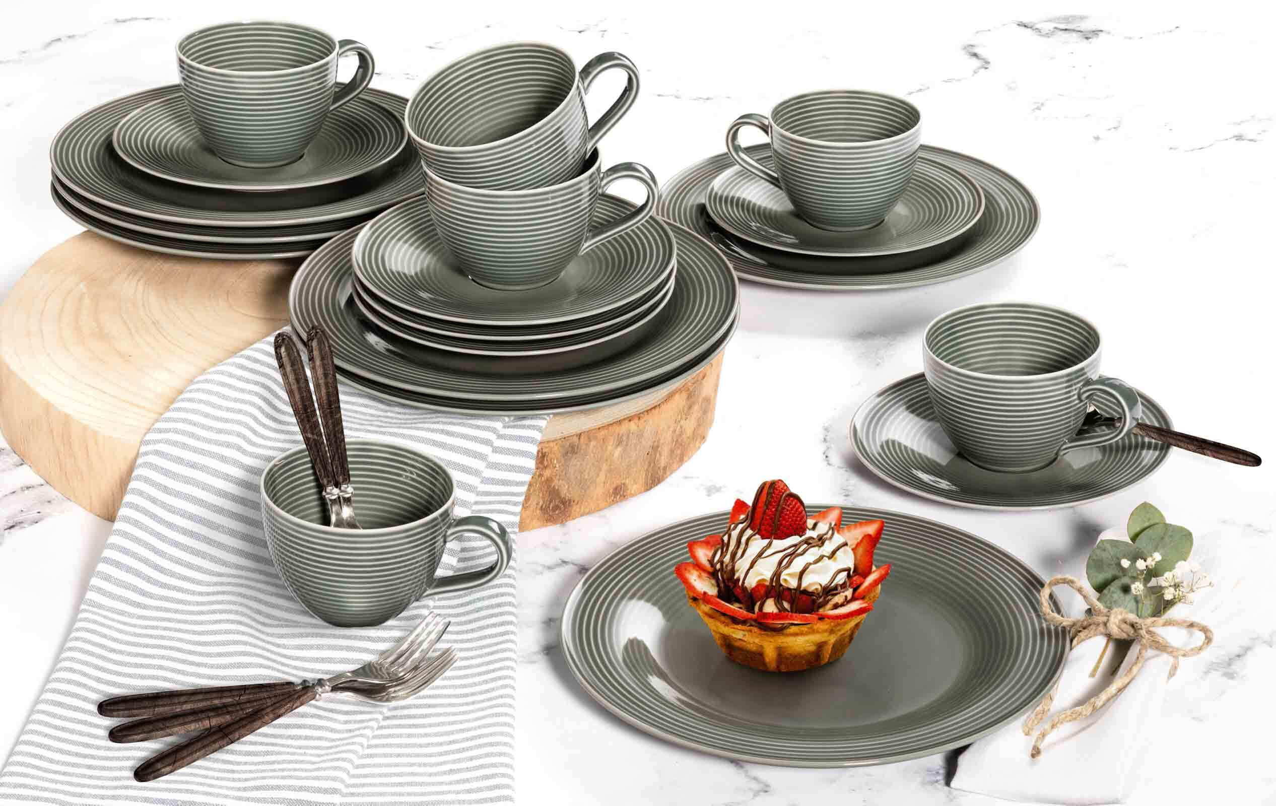 MILCHKAFFEETASSEN Beat Color Glaze Perlgrau 0,35 l 6er Set - Grau, Keramik (0.35L) - Seltmann Weiden