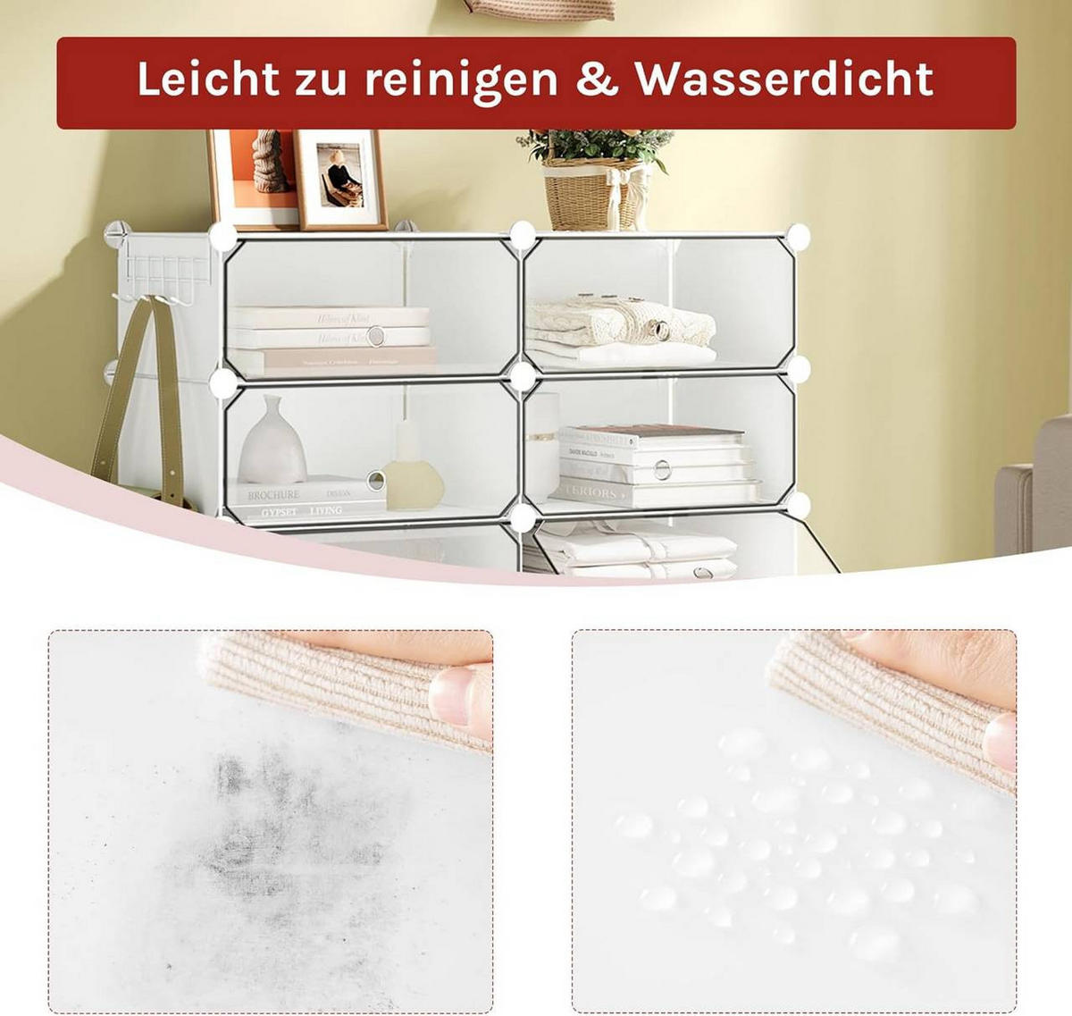 SCHUHBOX 10 Fächer, mit Haken, 40x30x170 cm, Weiß - Weiß, Kunststoff/Metall (40/170/30cm) - Woltu