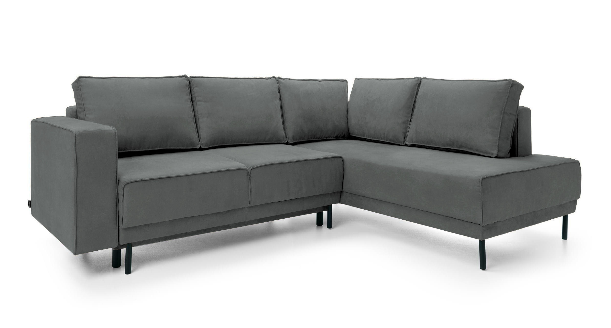 ECKSOFA Rodario Dunkelgrau Velours - Dunkelgrau/Schwarz, Textil/Metall (247/187cm) - Selsey