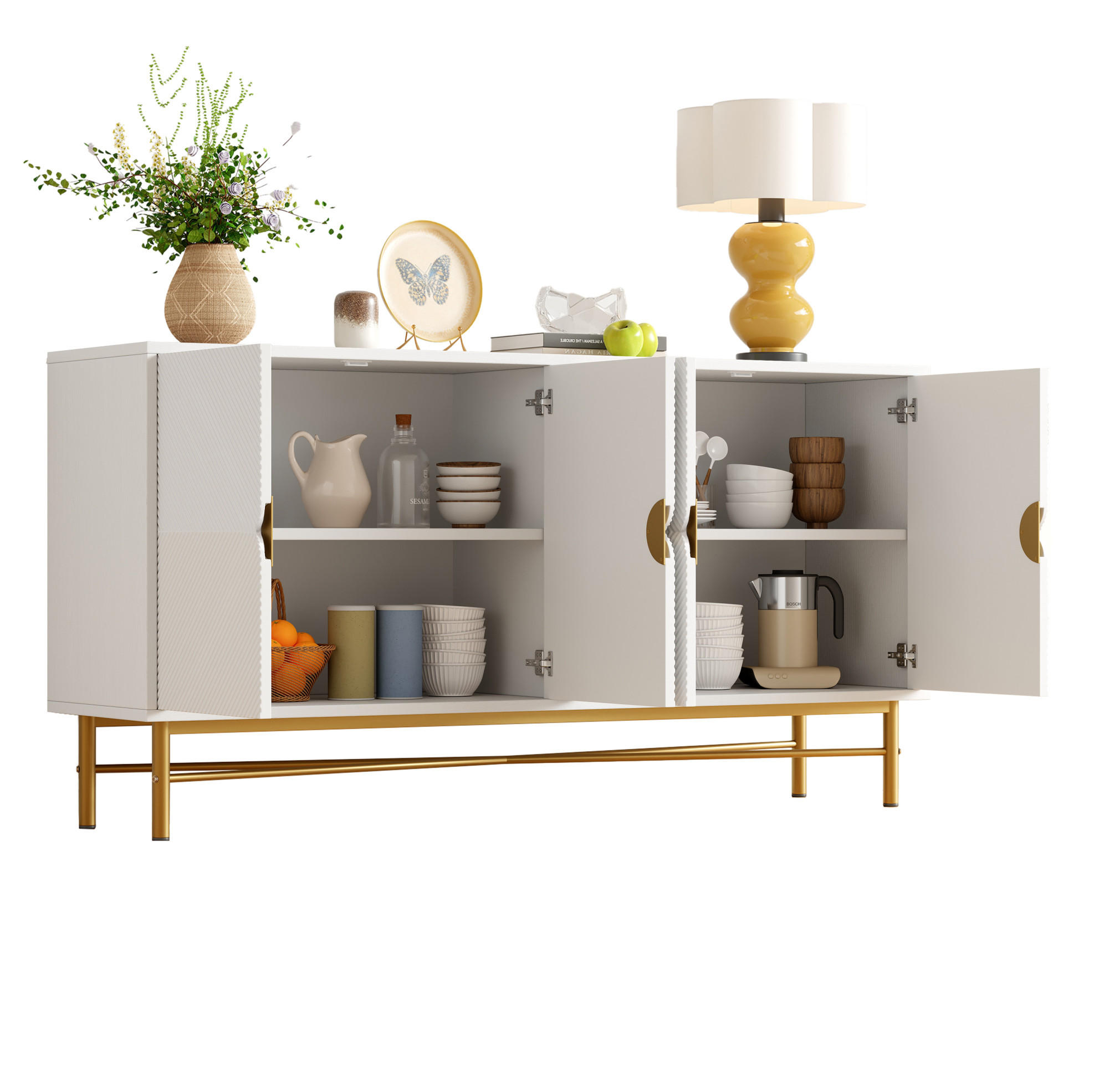 Okmyhome Sideboard Weiß 40x82x160 cm