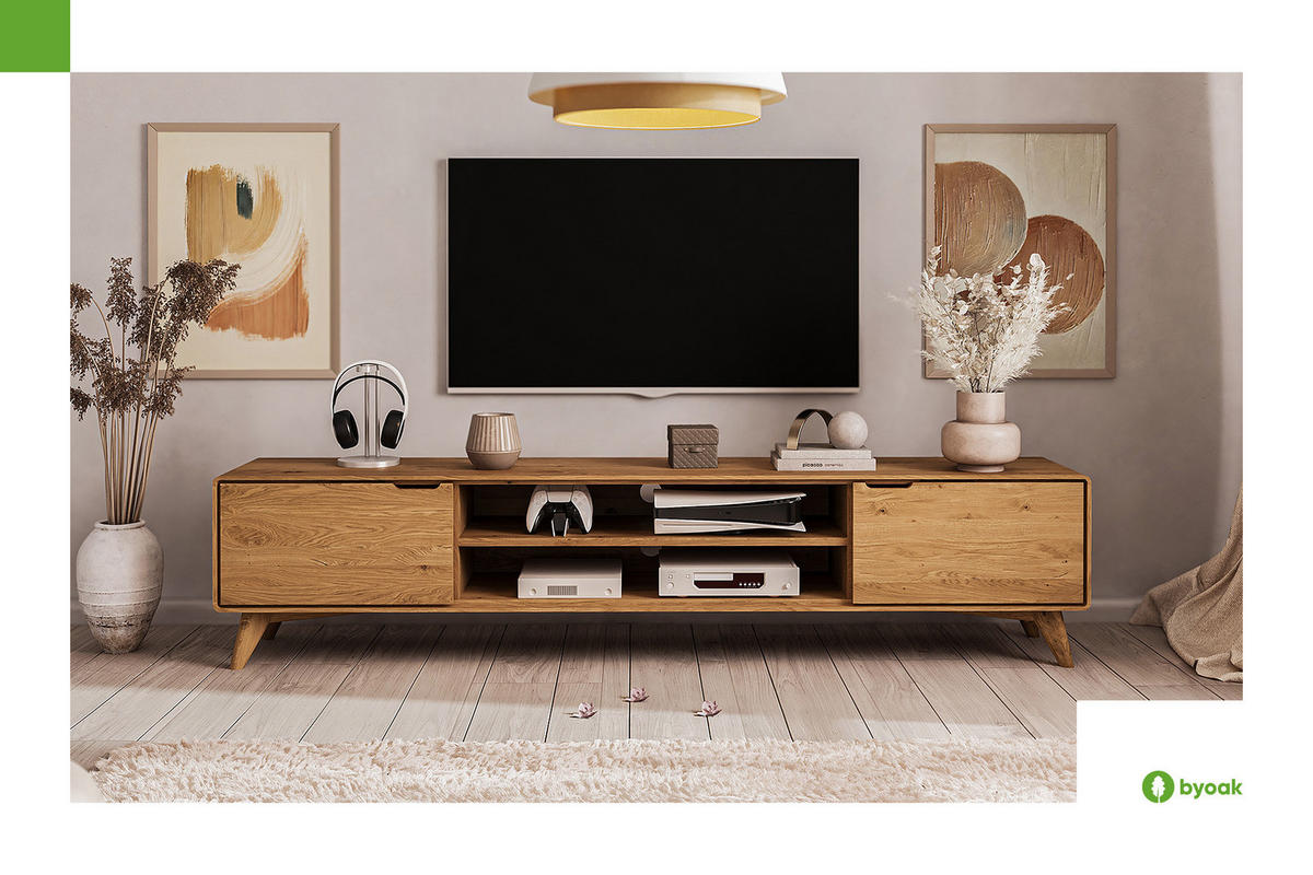 GREG HIFI-SCHRANK Wildeiche - Wildeiche, Holz (220/48/40cm) - byoak