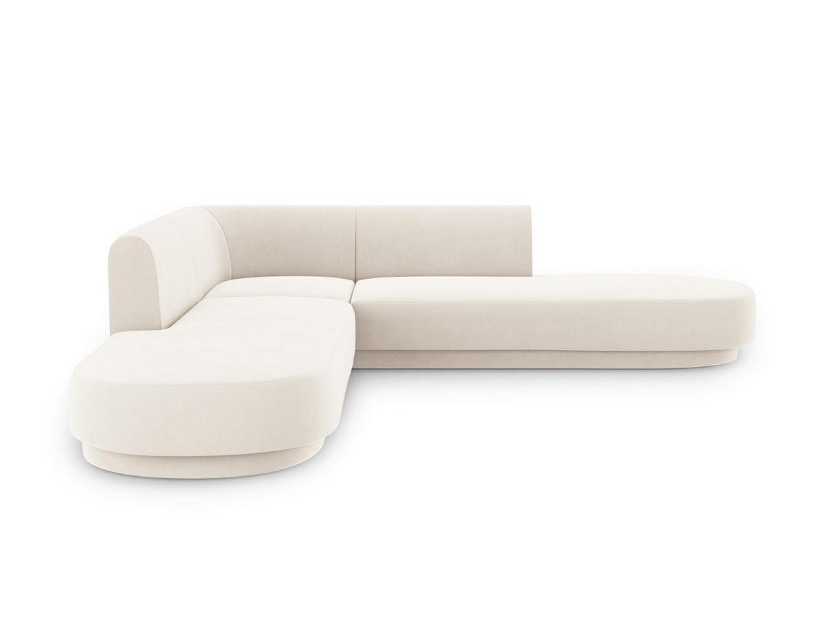 WENDBARES-ECKSOFA Miley aus Samt leichtes beige 5 Sitzplätze - Beige, Textil (248/248cm) - Micadoni