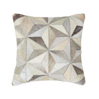 PATCHWORK-KISSEN Fell & Leder 45/45 cm geometrisch - Multicolor, Leder/Textil (45/45cm) - Homescapes