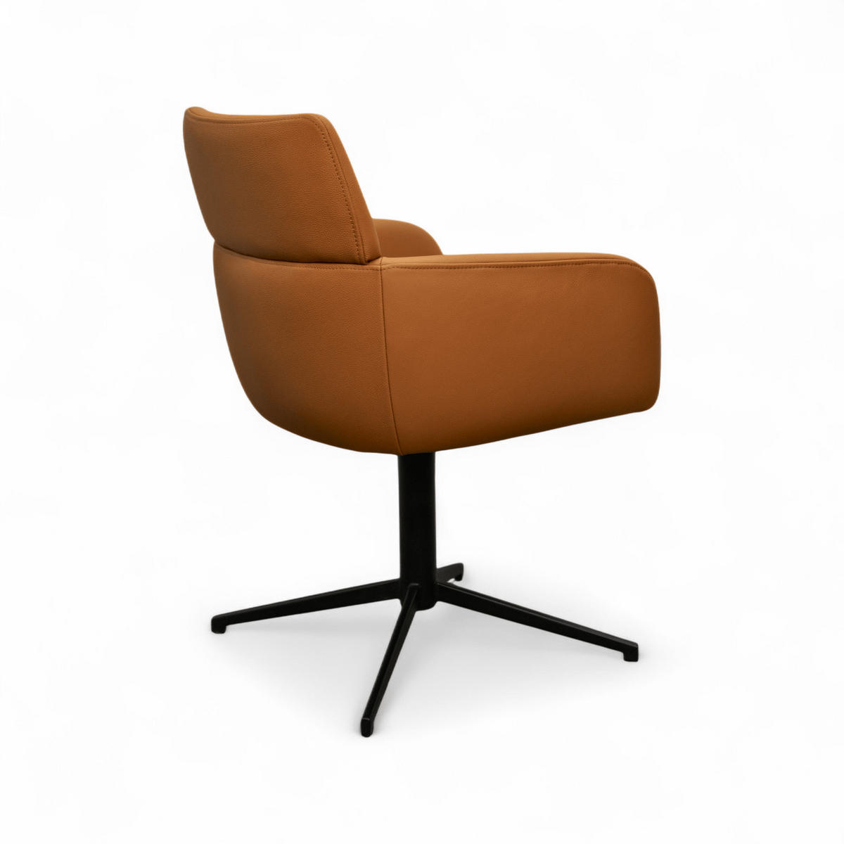 STUHL 1 Stück in Echtleder Cognacbraun - Schwarz/Braun, Leder/Metall (58/83/58cm) - Furnhouse