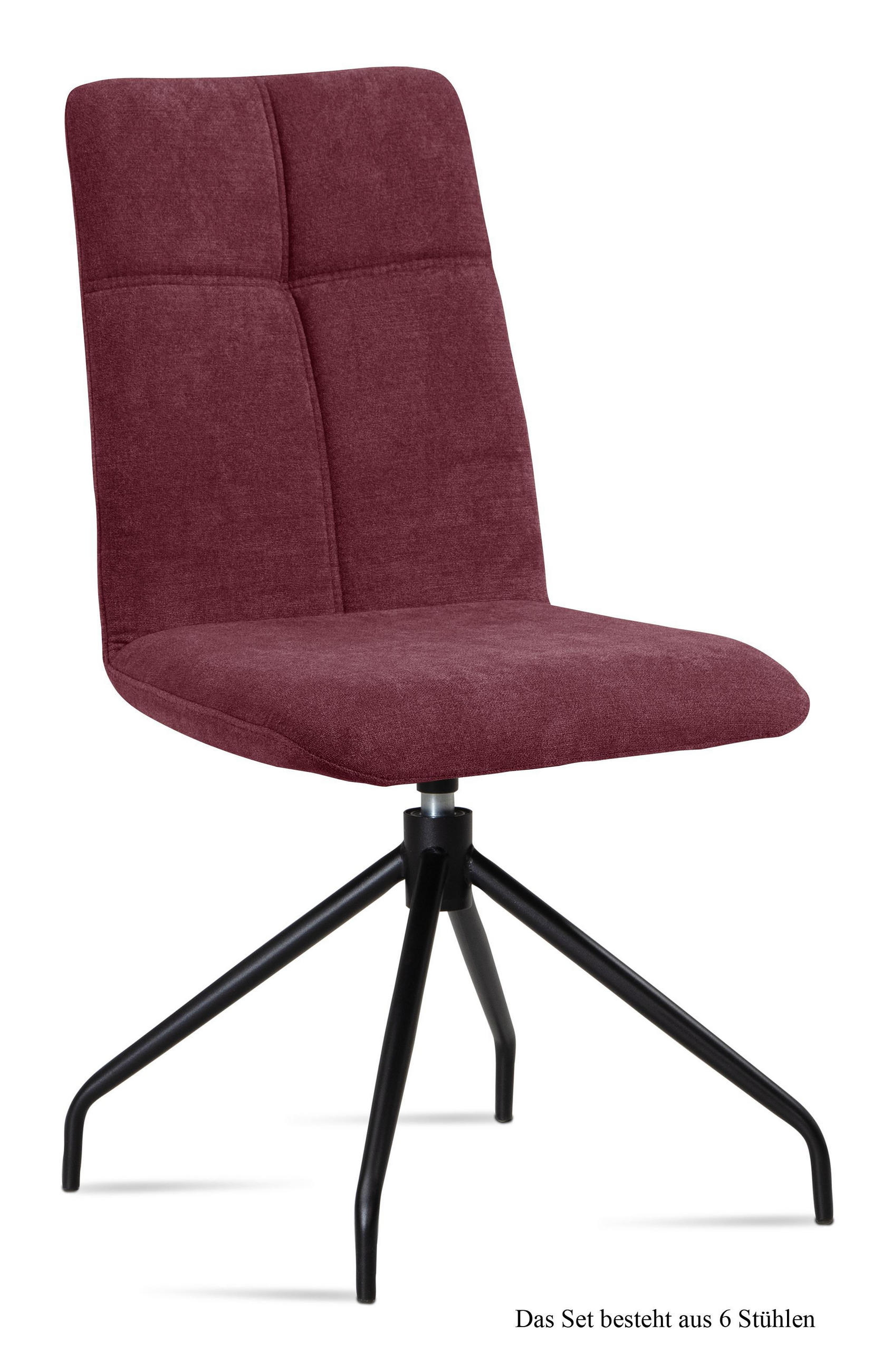 ESSZIMMERSTUHL drehbar (6er-Set) Dniren 47x92x60 Schwarz/Marsala - Brombeere/Schwarz, Kunststoff (60/92/47cm) - 58aufmkessel