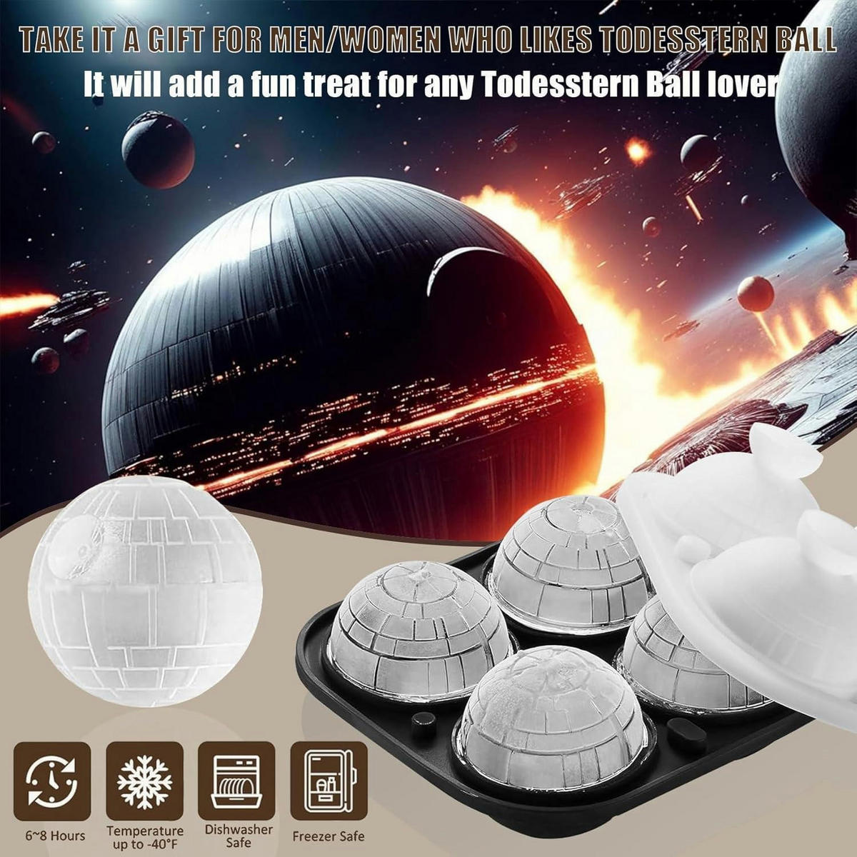 EISWÜRFELFORM Todesstern Ball Silikon 4er Set - Multicolor, Kunststoff (13/4/13cm)