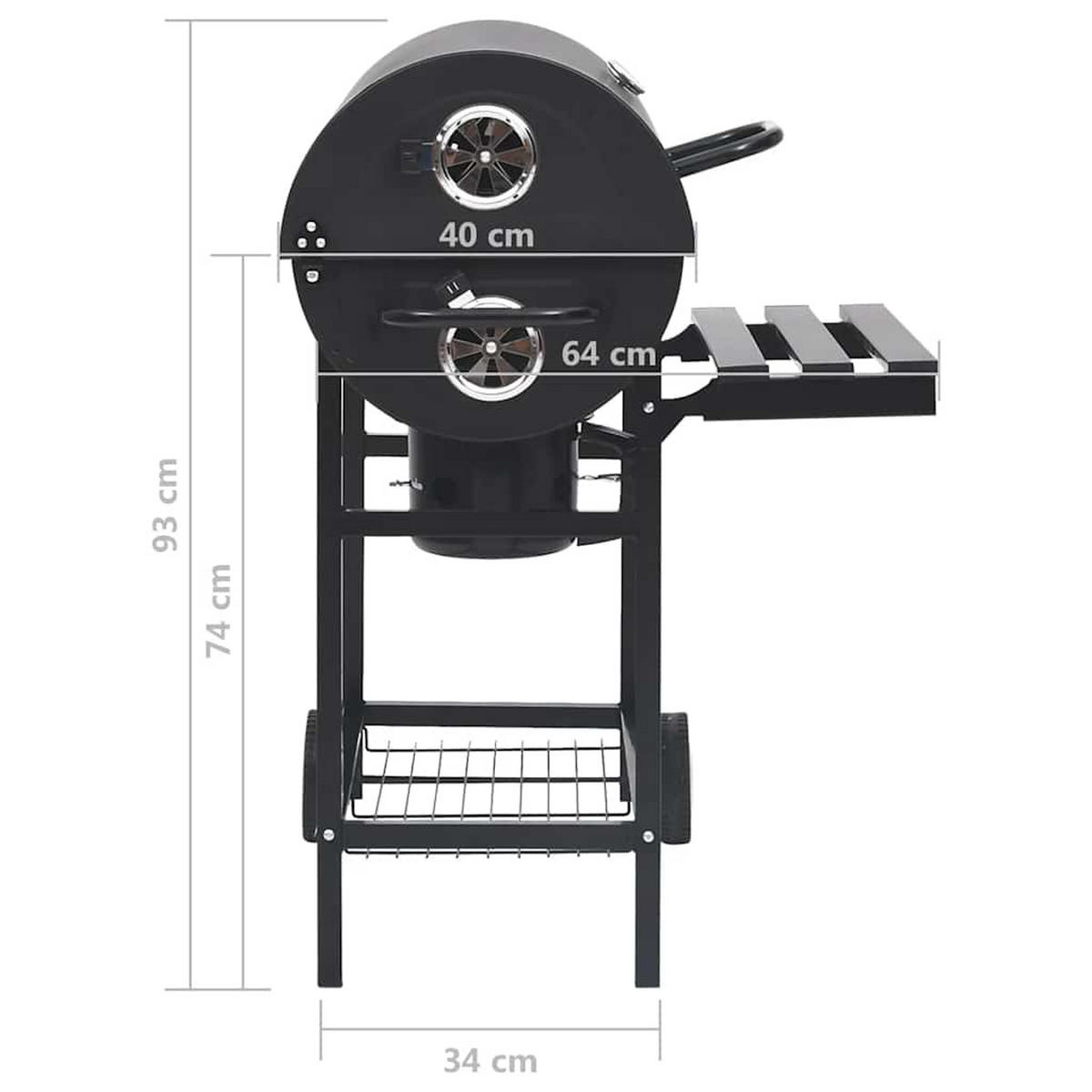 GRILLWAGEN Mit Rädern Und Ablagen Schwarz Stahl 115/85/95 Cm - Schwarz, Metall (30/93/68cm) - vidaXL