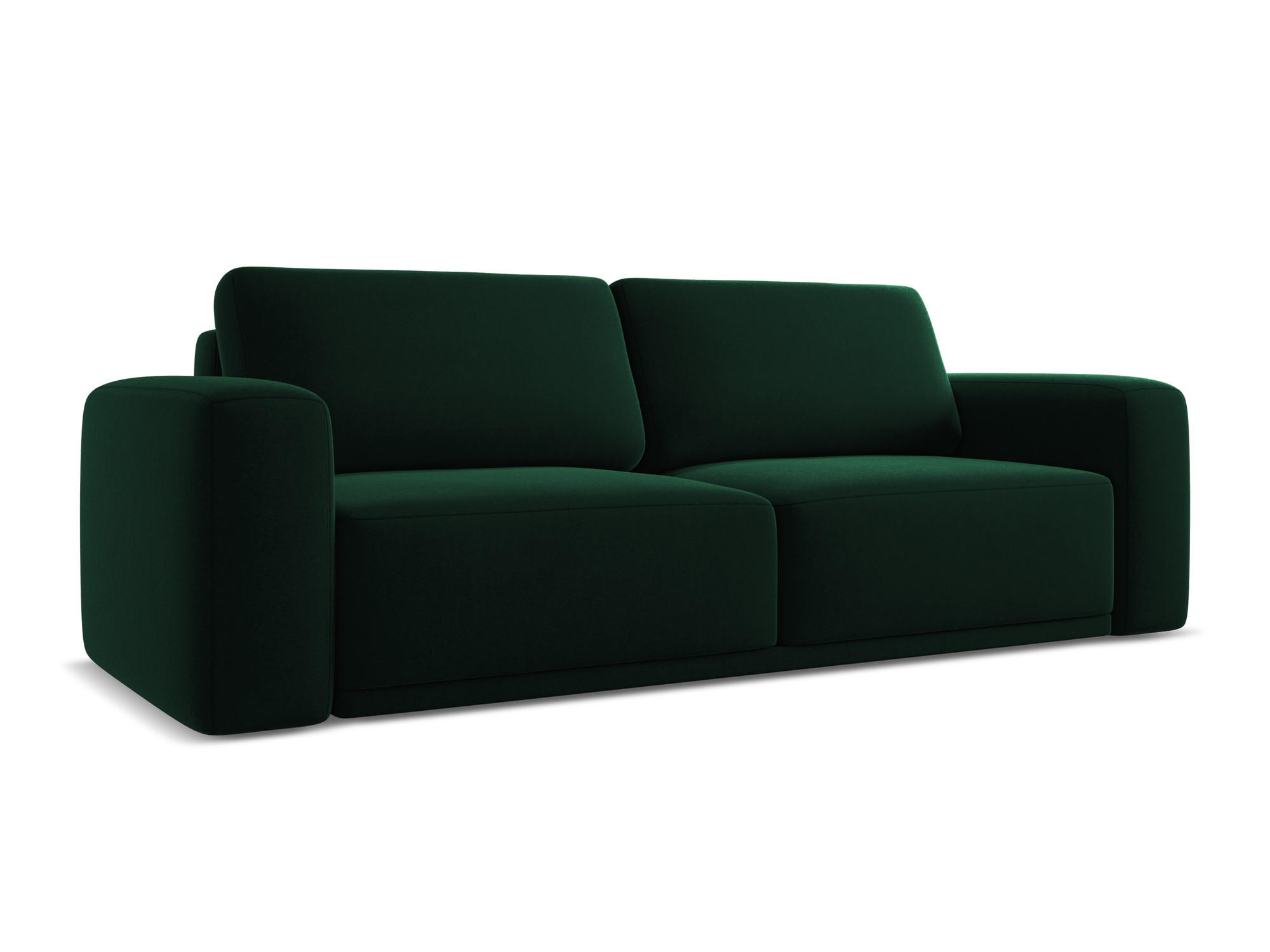 3-SITZER SOFA mit Schlaffunktion Samt Stoff Grün - Dunkelgrün/Schwarz, Kunststoff/Textil (242/91/100cm) - Makamii