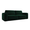 3-SITZER SOFA mit Schlaffunktion Samt Stoff Grün - Dunkelgrün/Schwarz, Kunststoff/Textil (242/91/100cm) - Makamii