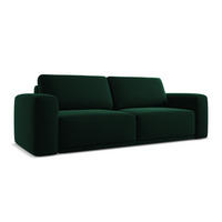 3-SITZER SOFA mit Schlaffunktion Samt Stoff Grün - Dunkelgrün/Schwarz, Kunststoff/Textil (242/91/100cm) - Makamii