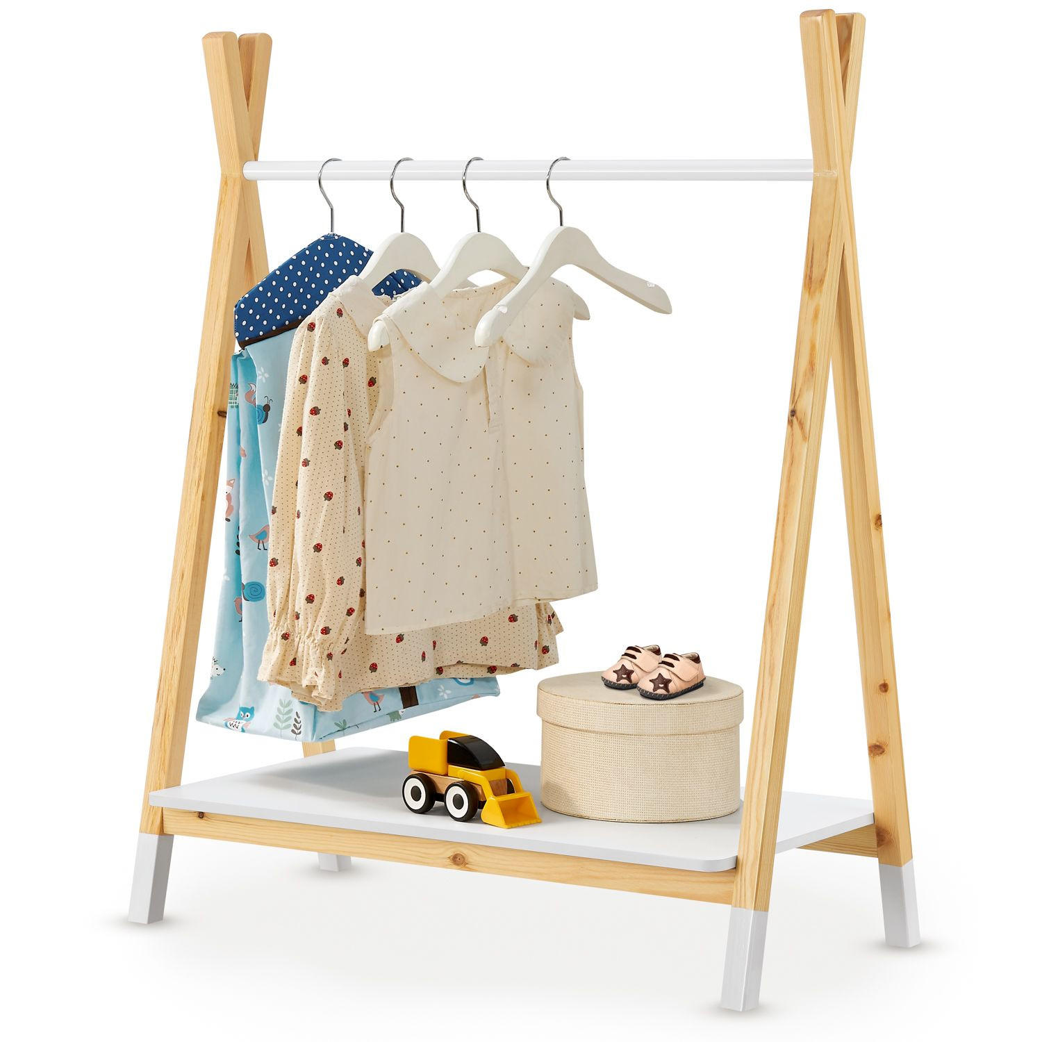 KLEIDERSTÄNDER Heidy Kinderkleiderschrank - Weiß, Holz (40/100/80cm) - Juskys