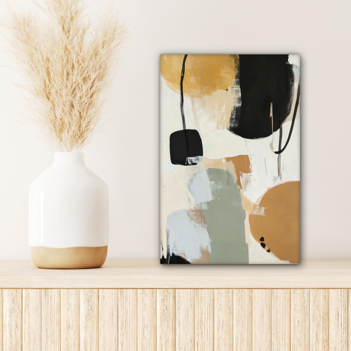 LEINWANDBILD Farbe - Abstrakt - Farben 20x30 cm - Currygelb, Textil (20/30cm) - MuchoWow